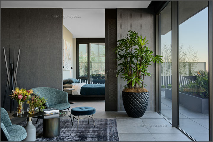 Contemporary apartment interior in the City of Melbourne, Victoria.