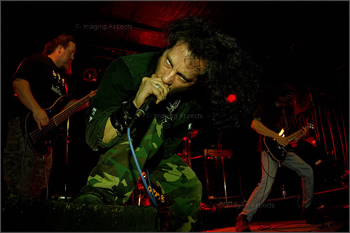 Metal band Carnassial (now Chaingun) perform with vocalist Blair Walsh at the Skull Bar in Cheltenham, Victoria, Australia.