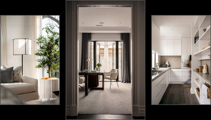 Detail photographs of residential interiors in Balwyn North, Victoria.